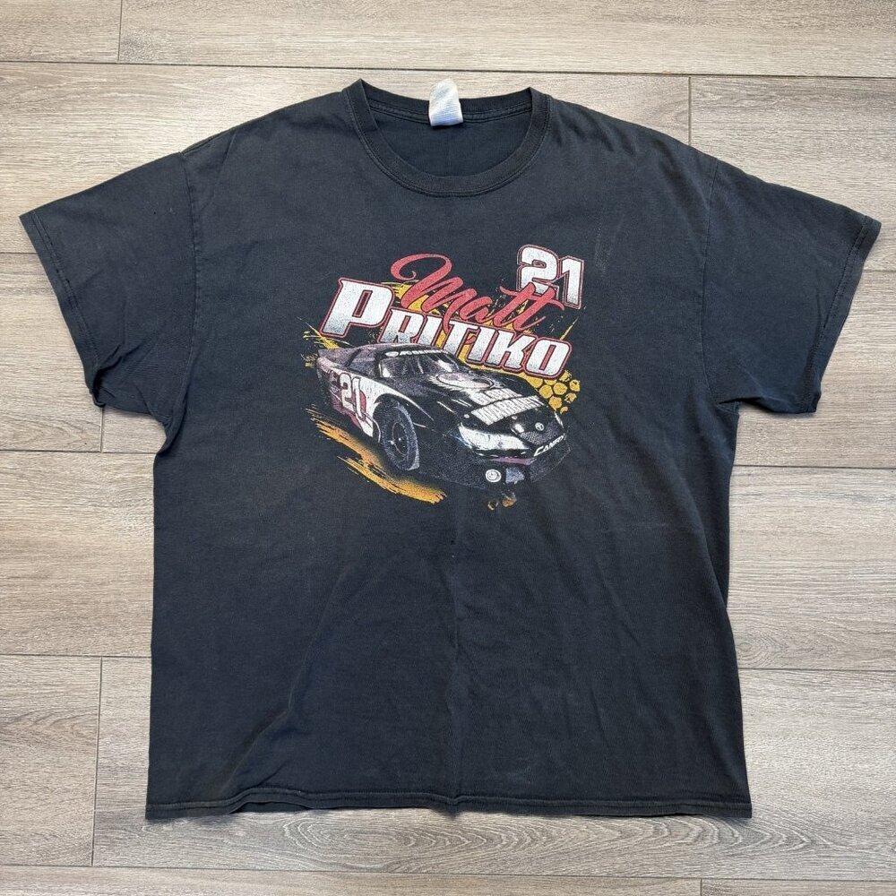 Vintage Matt Pitko Racing #21 Double Sided Shirt Size XL Black